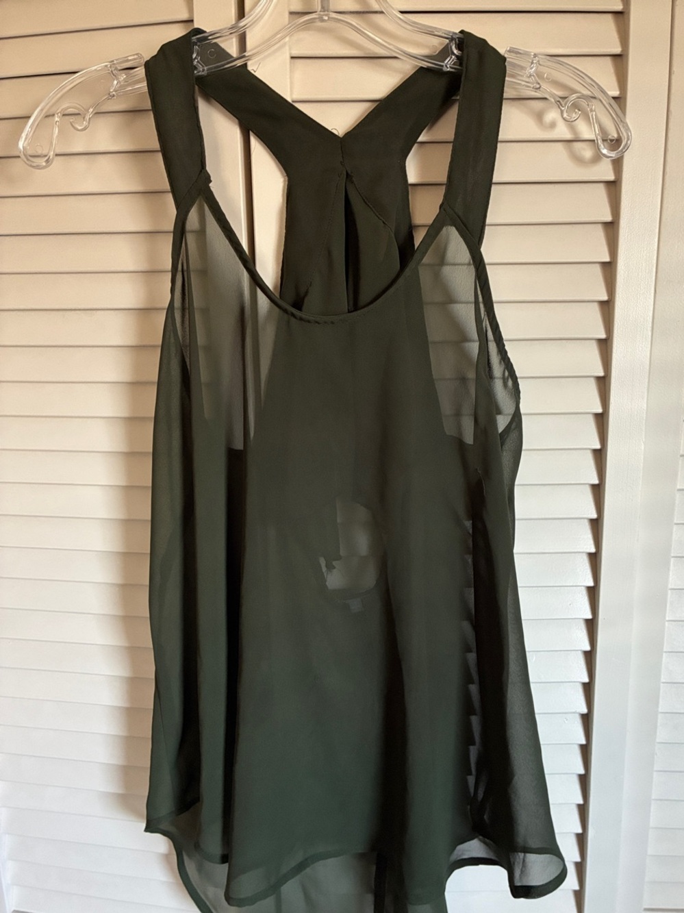 Charlotte Russe Olive Green Sheer Racerback Camisole Sz Small